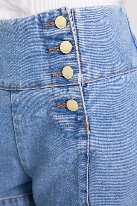 Denim Button Front Shorts - Image 2