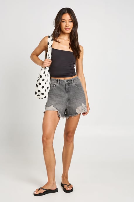 Tall High Waist Ripped Mom Shorts - Image 1