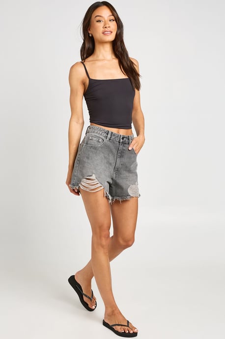 Tall High Waist Ripped Mom Shorts - Image 3