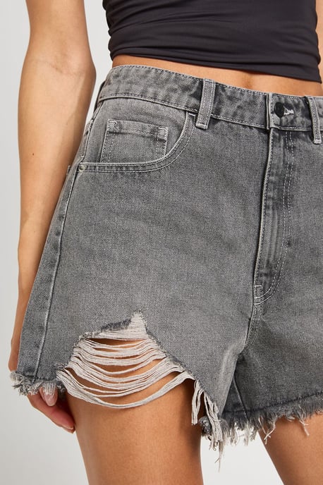Tall High Waist Ripped Mom Shorts - Image 4