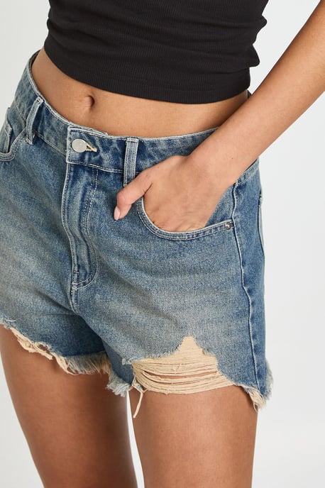 High Waist Ripped Mom Shorts - Image 4