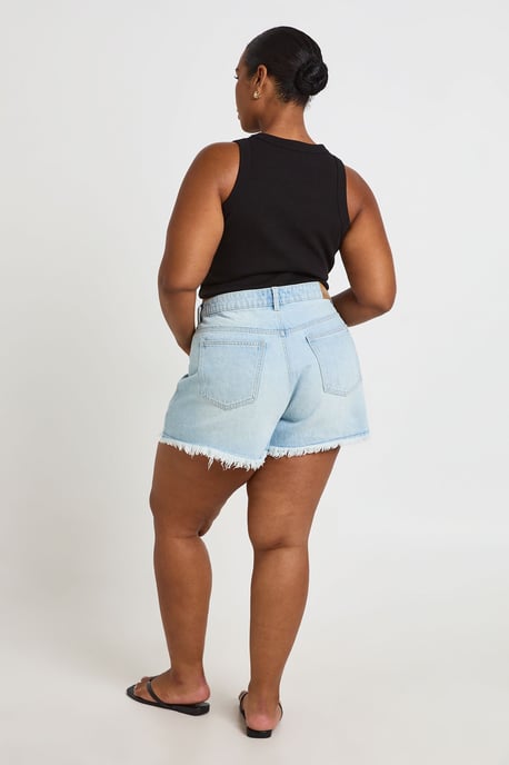 Plus High Waist Ripped Mom Shorts - Image 2