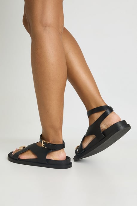 Cross Over Hardware Detail Sandals - Image 2
