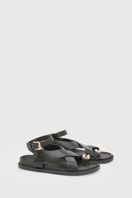 Cross Over Hardware Detail Sandals - Image 3