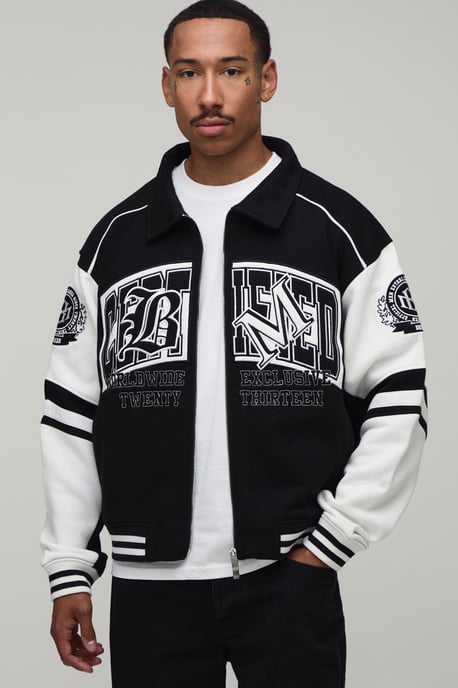 Regular Fit Collared Certified Varsity Jersey Jacket - Image 1