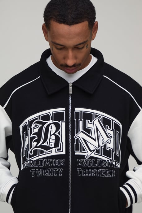 Regular Fit Collared Certified Varsity Jersey Jacket - Image 3