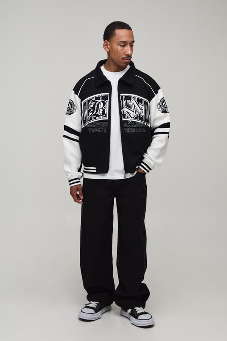 Regular Fit Collared Certified Varsity Jersey Jacket - Image 4