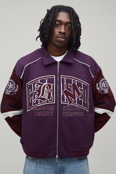 Regular Fit Collared Certified Varsity Jersey Jacket - Image 1