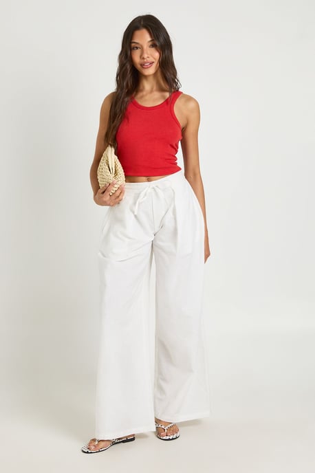 Linen Look Barrel Leg Trouser - Image 1