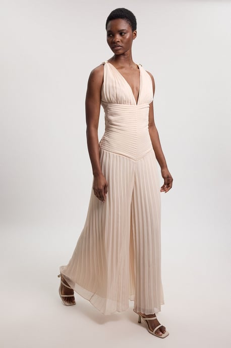 Crinkle Cross Back Georgette Woven Jumpsuit - Image 1