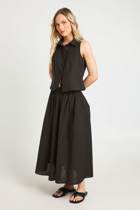 Petite Linen Look Waistcoat & Volume Maxi Skirt Co-ord - Image 3