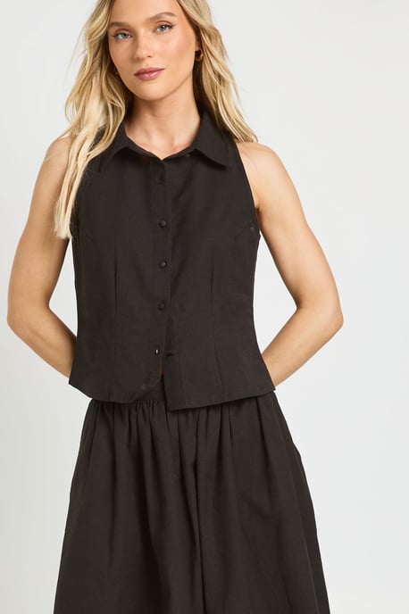 Petite Linen Look Waistcoat & Volume Maxi Skirt Co-ord - Image 4