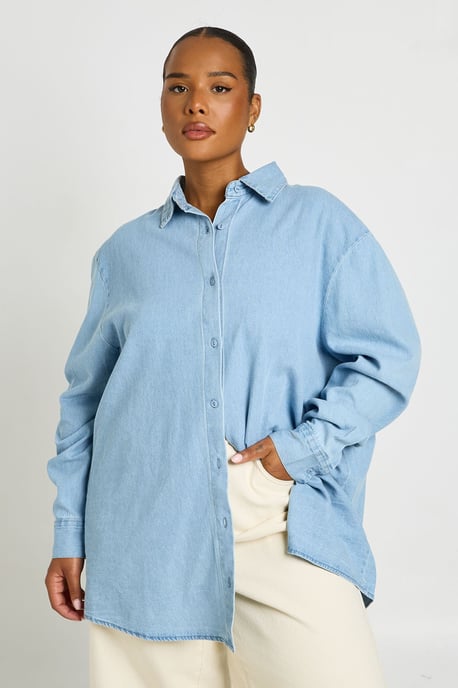 Plus Chambray Oversized Shirt - Image 1