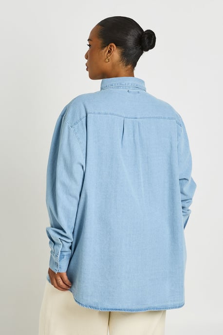 Plus Chambray Oversized Shirt - Image 3