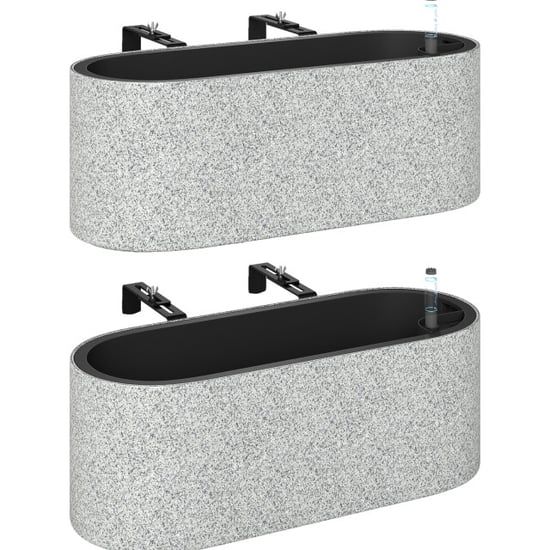 4goodz 2-delige set balkonplantenbak met afvoersysteem 42x16x15 cm - - Image 1