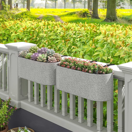 4goodz 2-delige set balkonplantenbak met afvoersysteem 42x16x15 cm - - Image 2