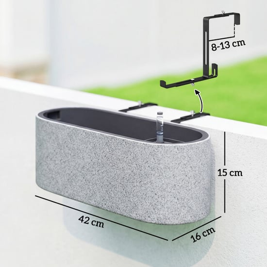 4goodz 2-delige set balkonplantenbak met afvoersysteem 42x16x15 cm - - Image 4