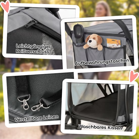 4goodz Luxe hondenkar hondenbuggy tot 20 kg met achterzak - - Image 4