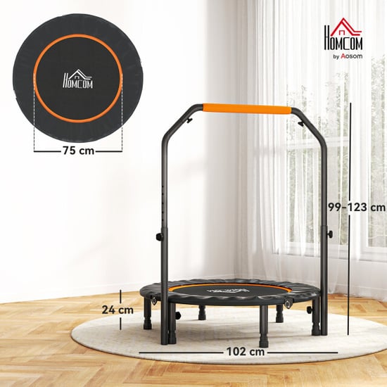 4goodz Fitnesstrampoline opvouwbaar rebounder met verstelbare handgreep 102 cm - Image 3