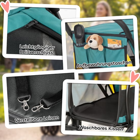 4goodz Luxe hondenkar hondenbuggy tot 20 kg met achterzak groen - Image 5