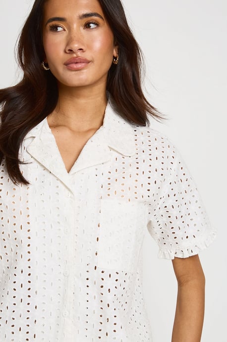 Broderie Boxy Short Sleeve Shirt - Image 4