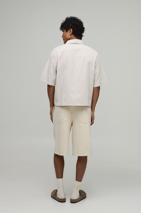 Oversized Boxy Poplin Check V-Neck Polo - Image 2
