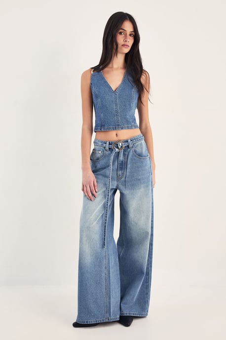 Ring Trim Denim Straight Leg Jeans - Image 2