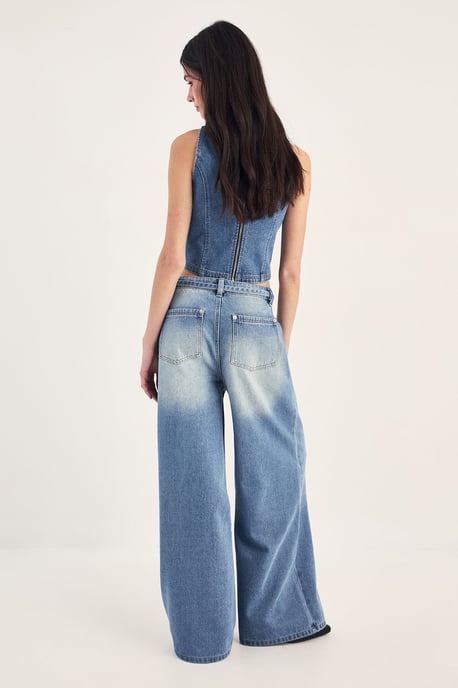 Ring Trim Denim Straight Leg Jeans - Image 3