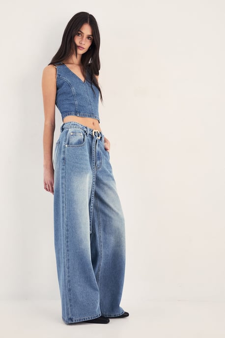 Ring Trim Denim Straight Leg Jeans - Image 4