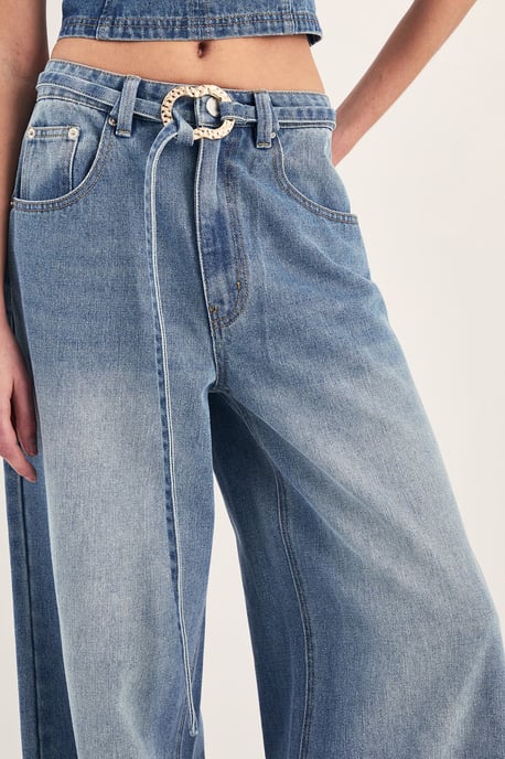 Ring Trim Denim Straight Leg Jeans - Image 5
