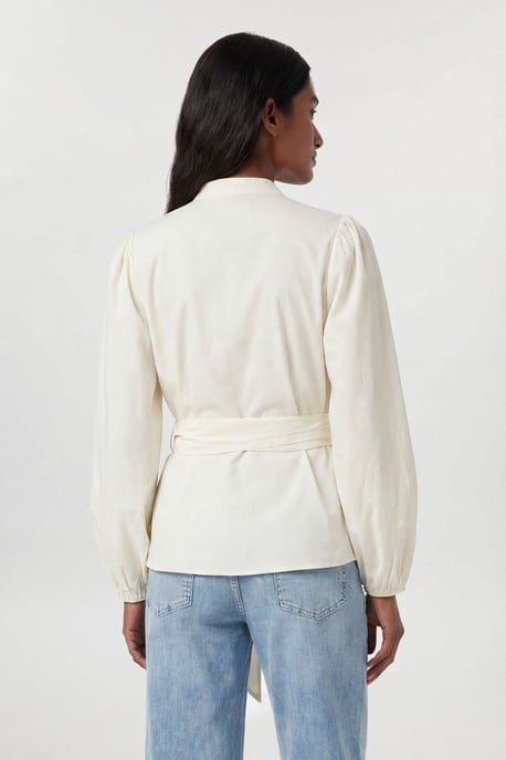Poplin Embroidered Detail Belted Blouse - Image 3