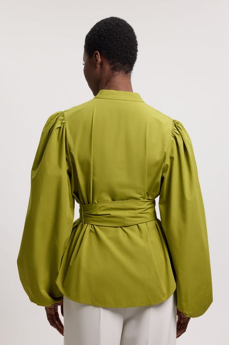 Poplin Embroidered Detail Belted Blouse - Image 4