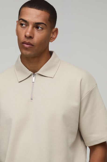 Oversized Boxy Interlock Half Sleeve Polo And Pintuck Short Set - Image 3