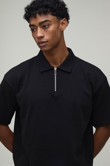 Oversized Boxy Interlock Half Sleeve Polo And Pintuck Short Set - Image 3
