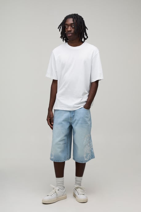 Scorpion Embroidered Longline Jorts - Image 4