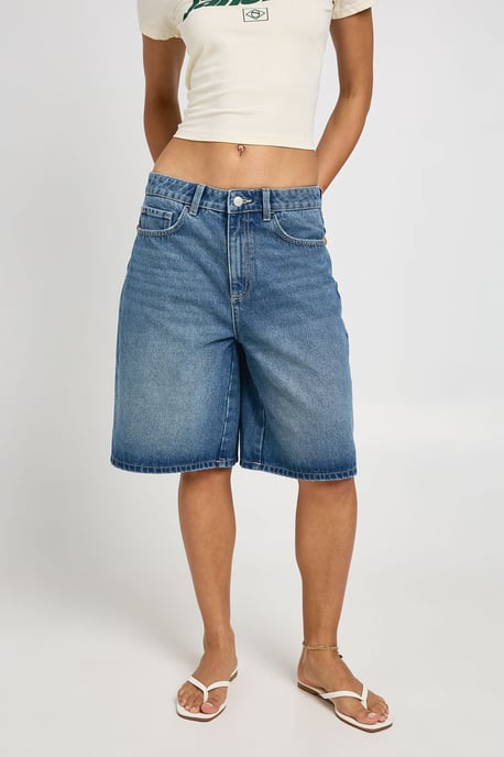Mid Rise Denim Jorts - Image 3