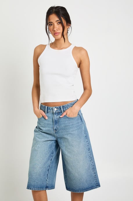 Mid Rise Longline Denim Jorts - Image 3