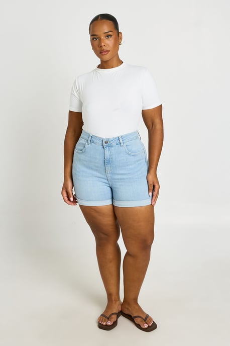 Plus High Waist Booty Lifting Denim Short - Image 1