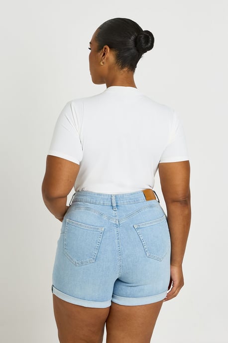 Plus High Waist Booty Lifting Denim Short - Image 3
