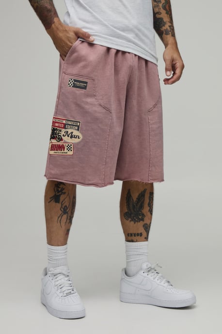Baggy Fit Moto Washed Loopback Jersey Short - Image 1