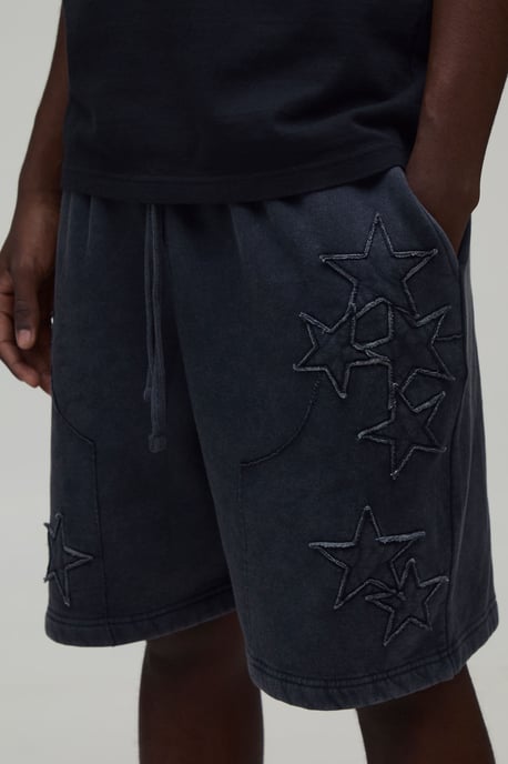Baggy Fit Star Applique Washed Jersey Short - Image 3
