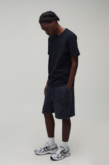 Baggy Fit Star Applique Washed Jersey Short - Image 4