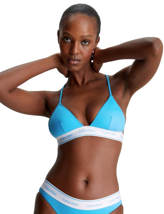 Calvin Klein CK Meta Legacy Triangle Bikini Top - Malibu Blue - Image 4
