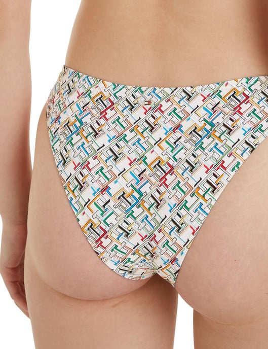 Tommy Hilfiger TH Monogram Cheeky High Leg Bikini Brief - TH Multi Monogram Calico - Image 6