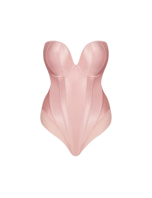 Scantilly by Curvy Kate Classique Plunge Strapless Bodysuit - Powdery Pink - Image 3