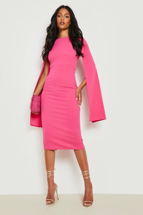 Tall Cape Sleeve Midi Bodycon Dress - Image 3