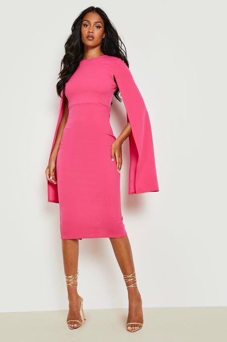 Tall Cape Sleeve Midi Bodycon Dress - Image 4