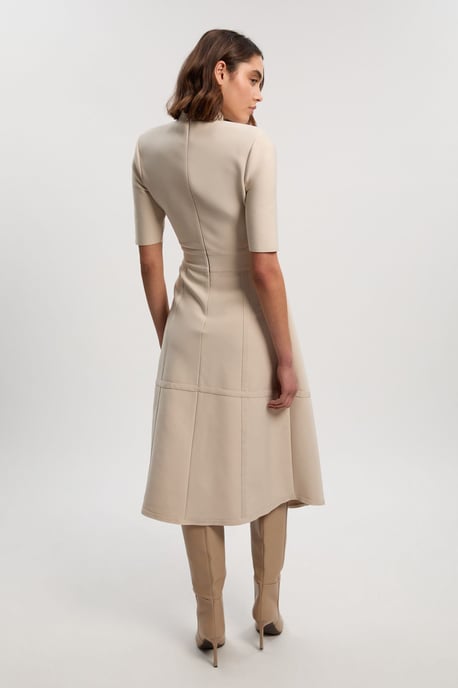 Figure Form Bandage Asymmetric Knit Midi Dress - Image 3