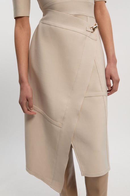 Figure Form Bandage Asymmetric Knit Midi Dress - Image 4