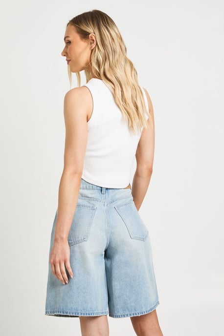 Petite Mid Rise Denim Jorts - Image 2
